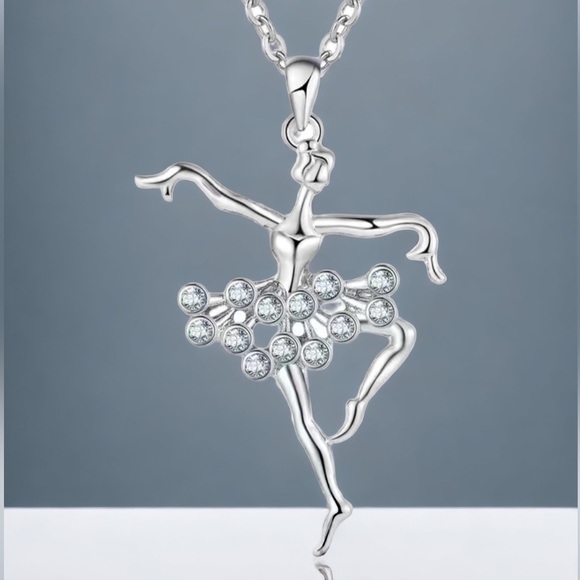 Bee Happy Market Boutique Jewelry - Ballerina Necklace Contemporary Ballet Artsy Sparkling Rhinestone Tutu